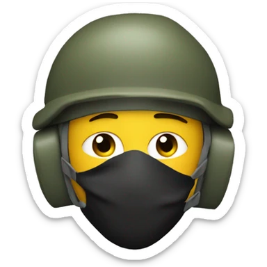 A soldier with his face covered with mask on a plane sticker