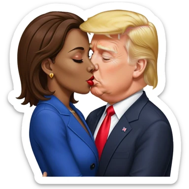 Trump and Kamala kissing sticker