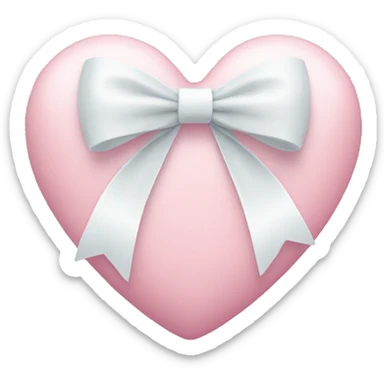 Pastel pink heart with white bow sticker