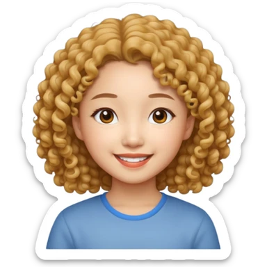asian girl with young curly hair sticker
