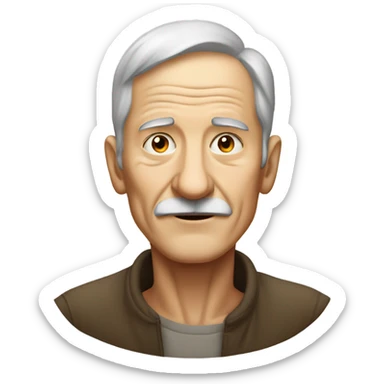 old man portrait indoors with thinner neck sticker