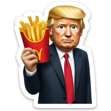 Trump holding McDonald’s French fries sticker