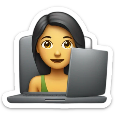 mujer frente a computador  sticker