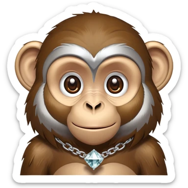Monkey With Diamond Silver Chain sticker