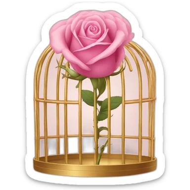 Pink rose in golden cage sticker