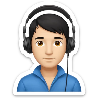 light black hair man with headphones sticker