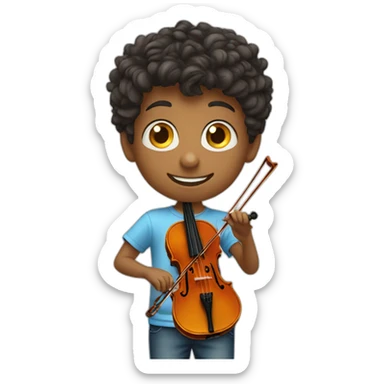 Little boy playing the violin with a violin t-shirt sticker