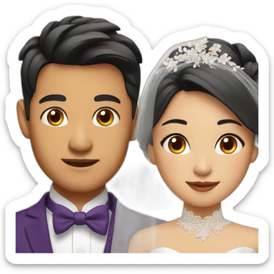 asian wedding couple close up sticker