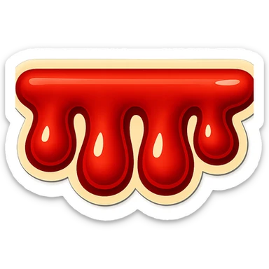 Double the width of the image while keeping the blood drips short and fat in retro sticker style with a transparent background. sticker