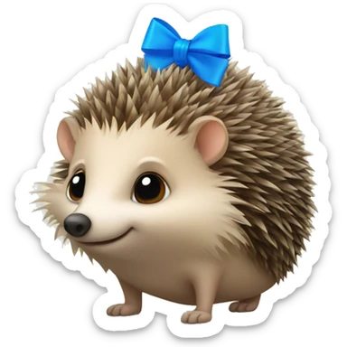 hedgehog with a blue bow sticker