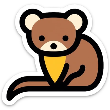 yellow-throated marten, siberian harza, small predatory mammal with yellowish throat and dark brown fur sticker