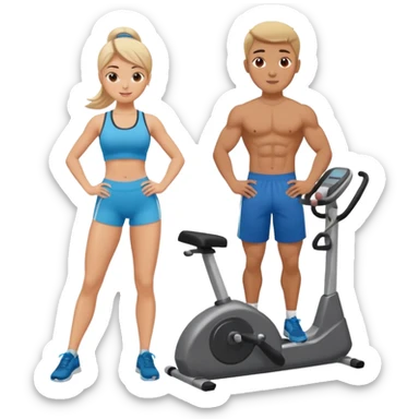 fitness girl and boy sticker
