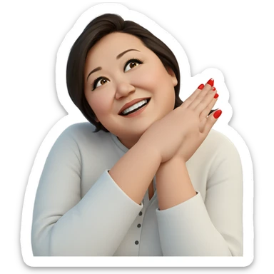 smiling girl with christmas tree sticker