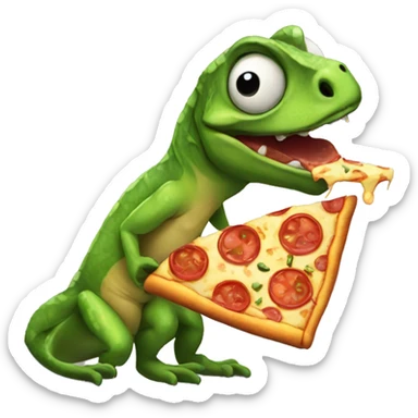 Lizard eating pizza sticker