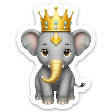 Elephant calf with small crown symbol on head. sticker