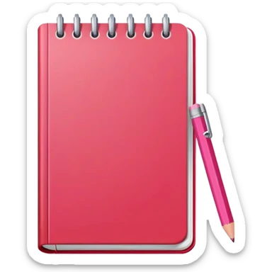 A red notebook with pink pencil or page pencil  sticker