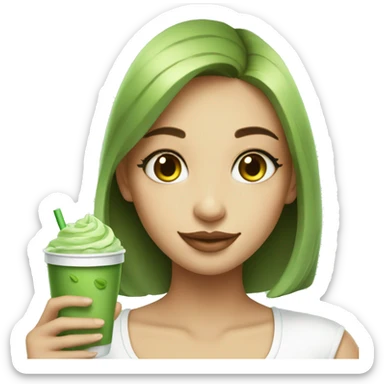 Beautiful girl holding cup of iced matcha  sticker