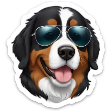 Bernese Mountain Dog wearing aviator sticker