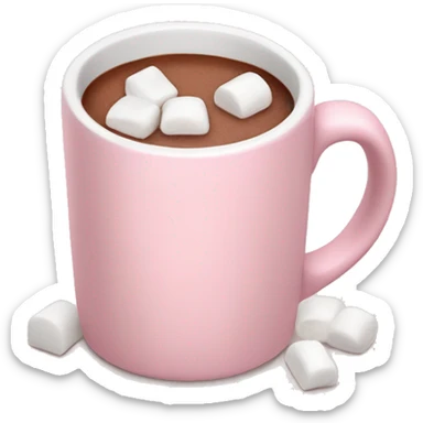 Light Pink mug of hot chocolate with marshmallows  sticker