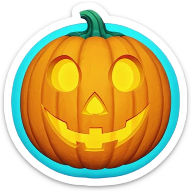 glowing jack-o'-lantern, purple and cyan colors sticker