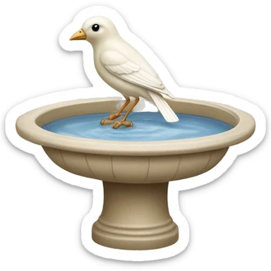 Vintage beige bird bath with a small white bird sticker