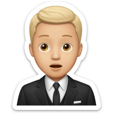 a man in a formal suit surprised sticker