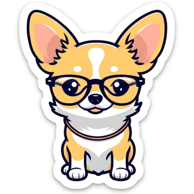 Chihuahua dog wearing glasses sticker