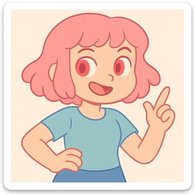 Switch to a new hairstyle, keep pink hair and red eyes, soft pastel art style. sticker