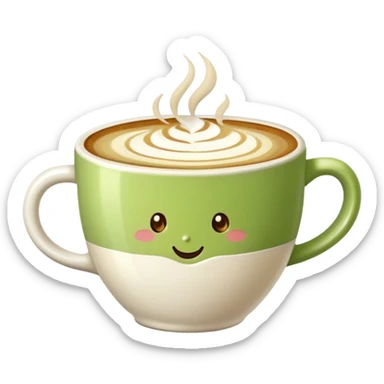 pistachio latte with latte art sticker