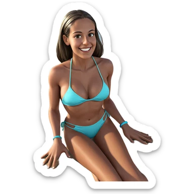 smiling girl in bikini beach sticker