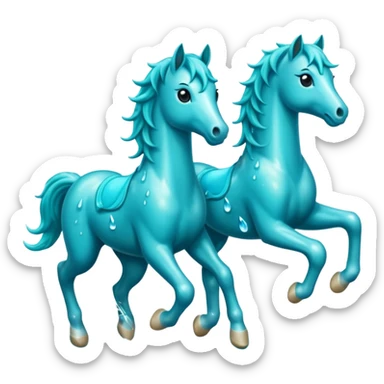 Water Horses run With drops The color is turquoise  sticker