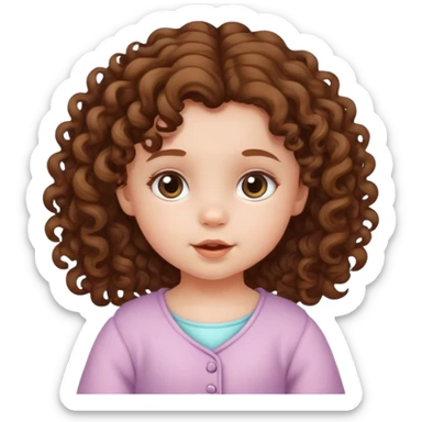 European baby girl curly brown hair sticker
