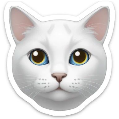 White cat, a little gray, azure eyes sticker