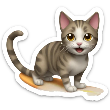 Cat surfing sticker