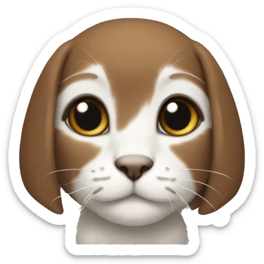 The lop-eared cat is brown with a white chest sticker