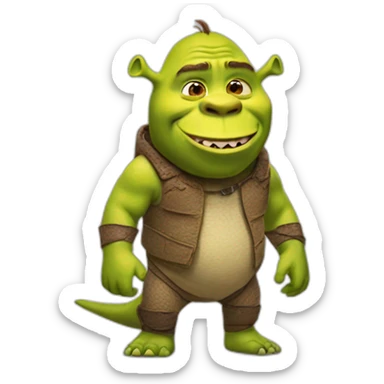 shrek in a dino suit sticker