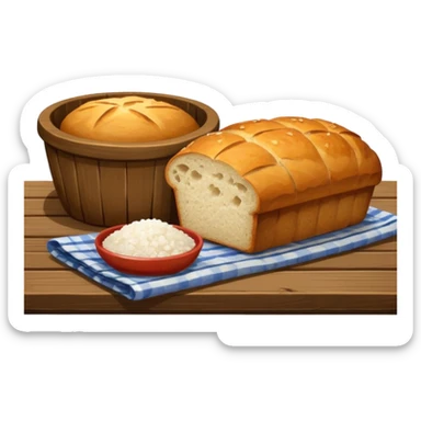  salt cellar and a loaf of peasant bread   sticker