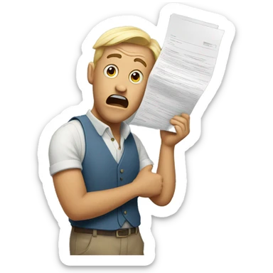 man is scared of documents  sticker