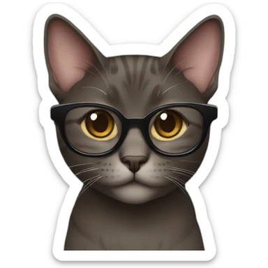 wenge domestic shorthair cat with glasses sticker