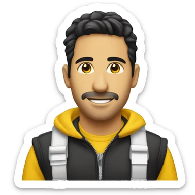 Please create an emoji with the text "Agus Rendon". The plane colors are yellow and black. sticker