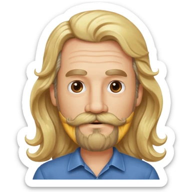 MID AGE MAN WITH LONG BLOND WAVY HAIR, MOUSTACH AND BEARD sticker