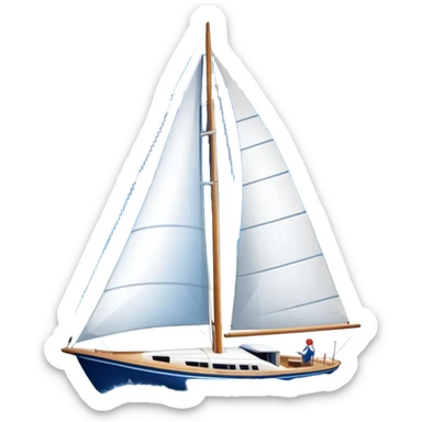 An icon featuring a sleek sailboat with billowing sails cutting through the waves. The design includes the boat's mast, a wind-filled sail, and water splashes, symbolizing the thrill and skill of sailing. Transparent background highlights the elegance and power of wind-driven sports. sticker