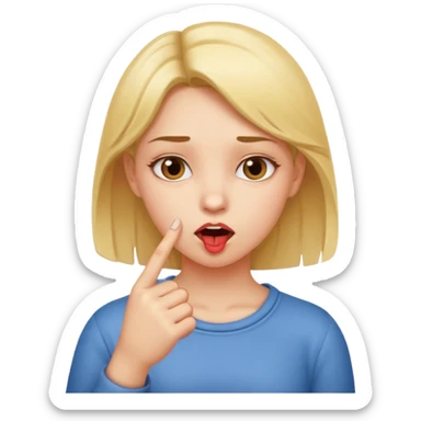 Una chica que tenga una cara y que se muerda el dedo índice  sticker