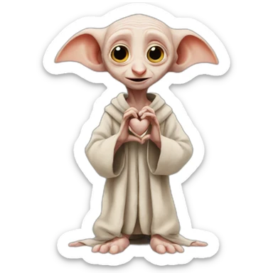 dobby making a heart with his hands sticker
