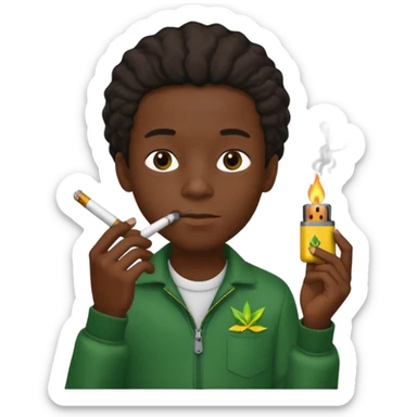 Jamaican boy smoking with lighter sticker