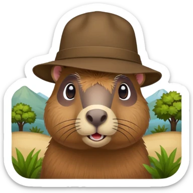 Capibara with a hat sticker