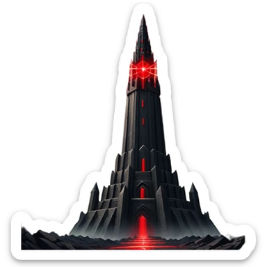 Barad Dúr from Lord of the Rings, Dark, giant Tower, with red laser beams shooting into the sky sticker