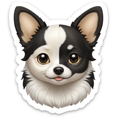 A black and white chihuahua emoji please with a thin white line on the center of head sticker