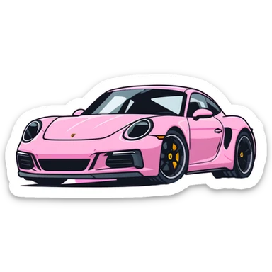 full view of a pink porsche sports car sticker