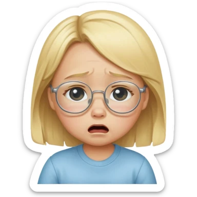 blond baby girl crying with glasses sticker